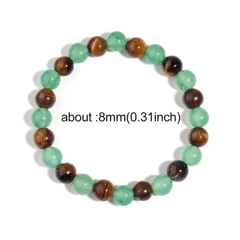 Wealth Spiritual Product 8mm Round Beads Natur Gold  tiger Eye with Green Aventurine Healing Crystal Bracelets for Gift